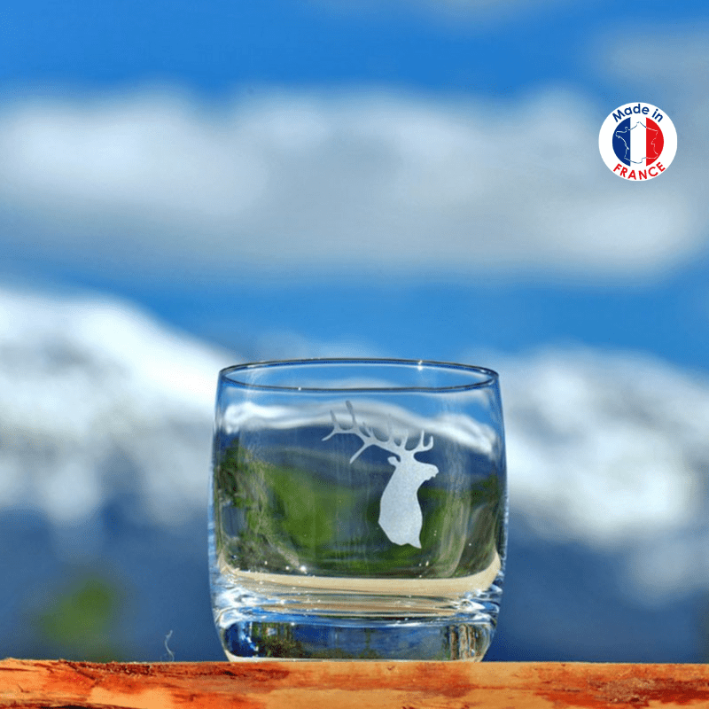 Verre à eau montagne Cerf blanc - verre à eau style chalet