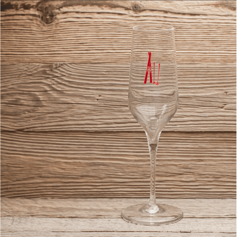 Champagne flutes with Ski (X6)