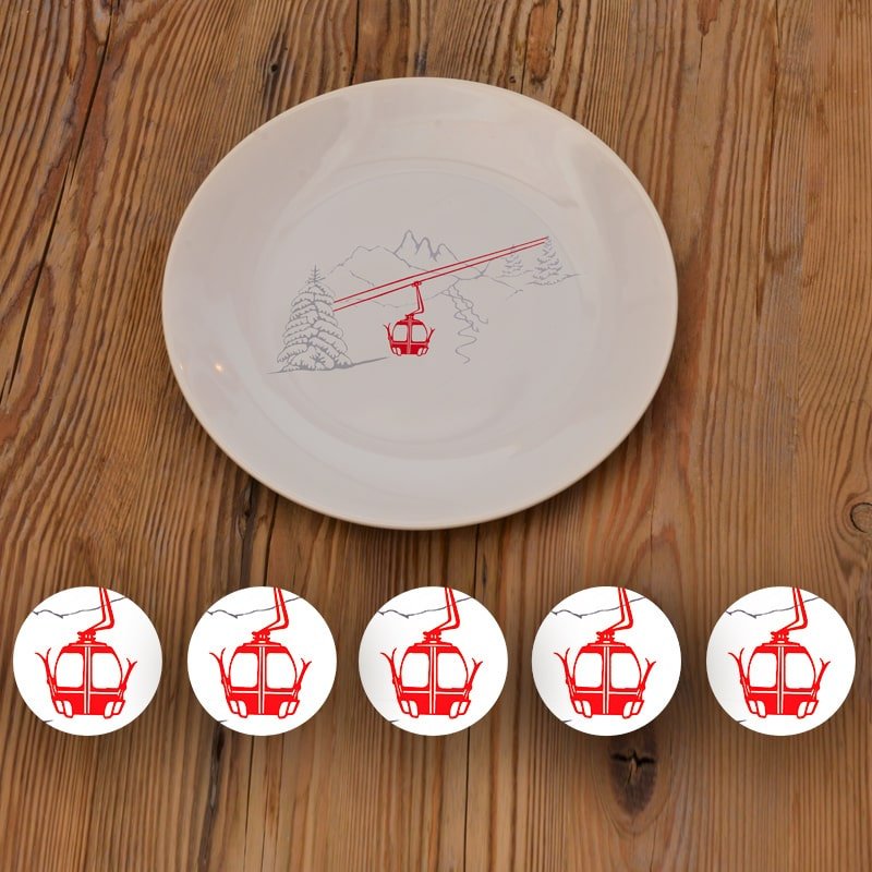 Dinner plates red Gondola (X6)